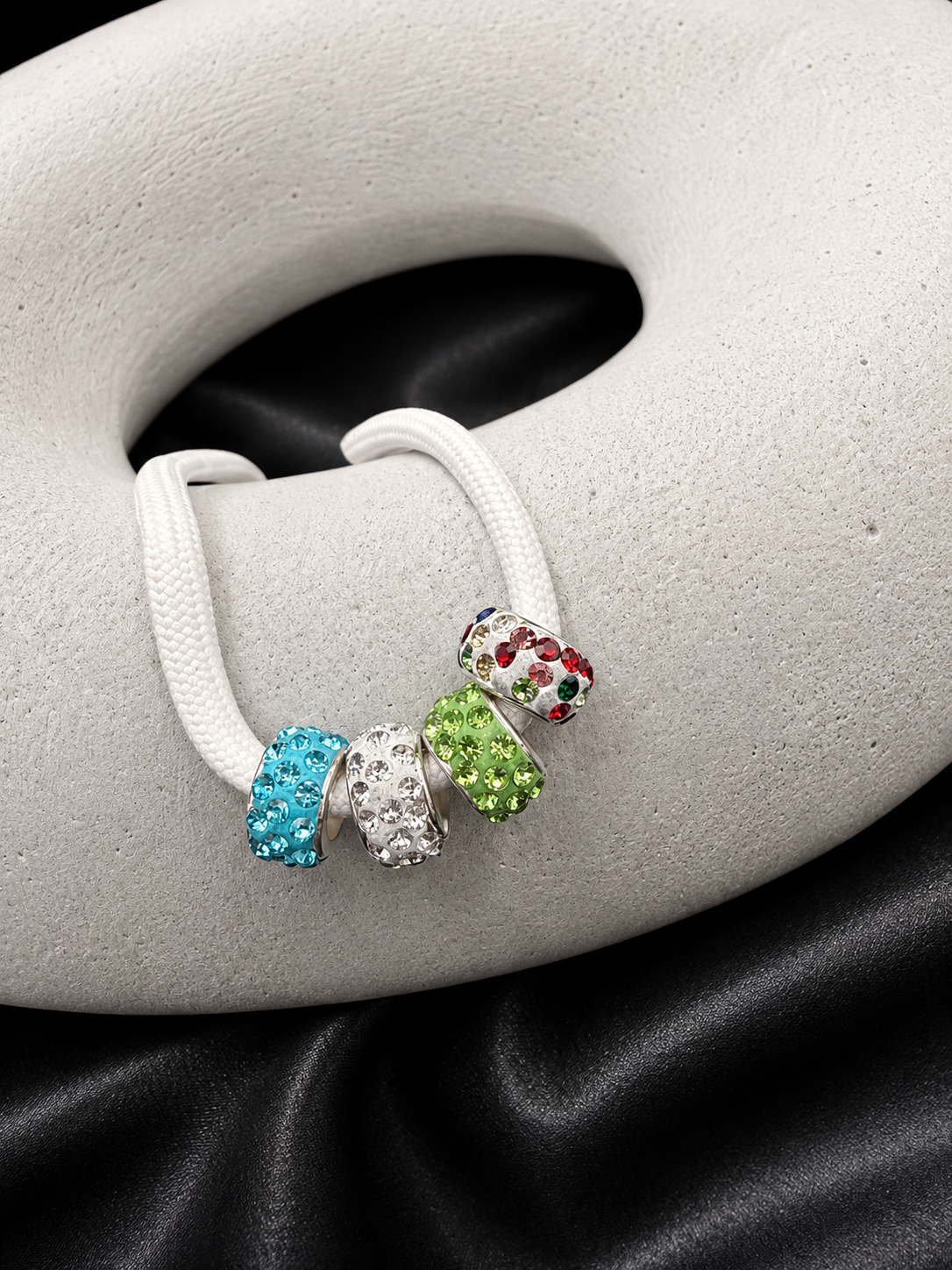 Multi-Color Ceramic Crystal Shoelace Charm