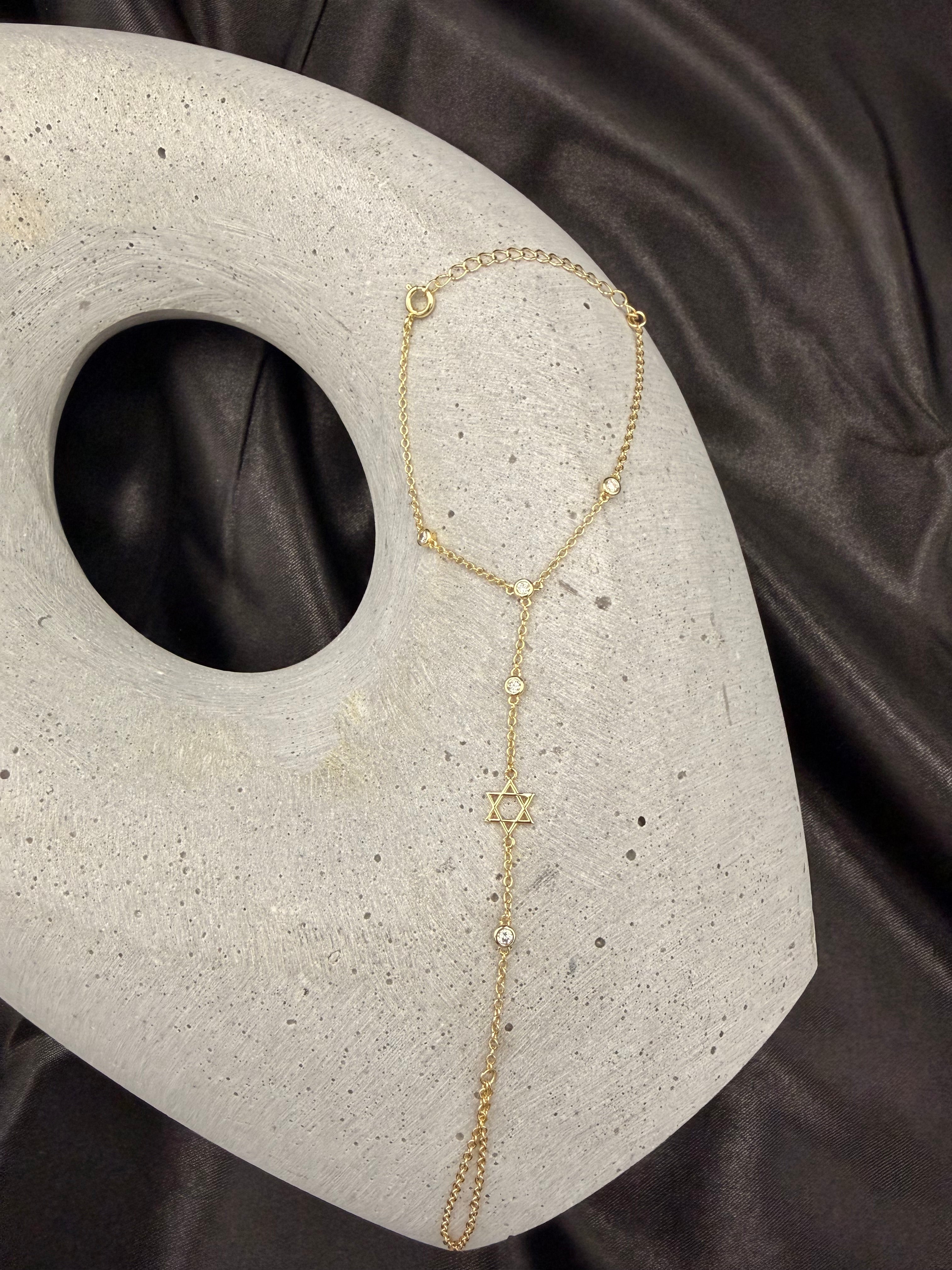 Gold Dipped Star of David Hand Chain