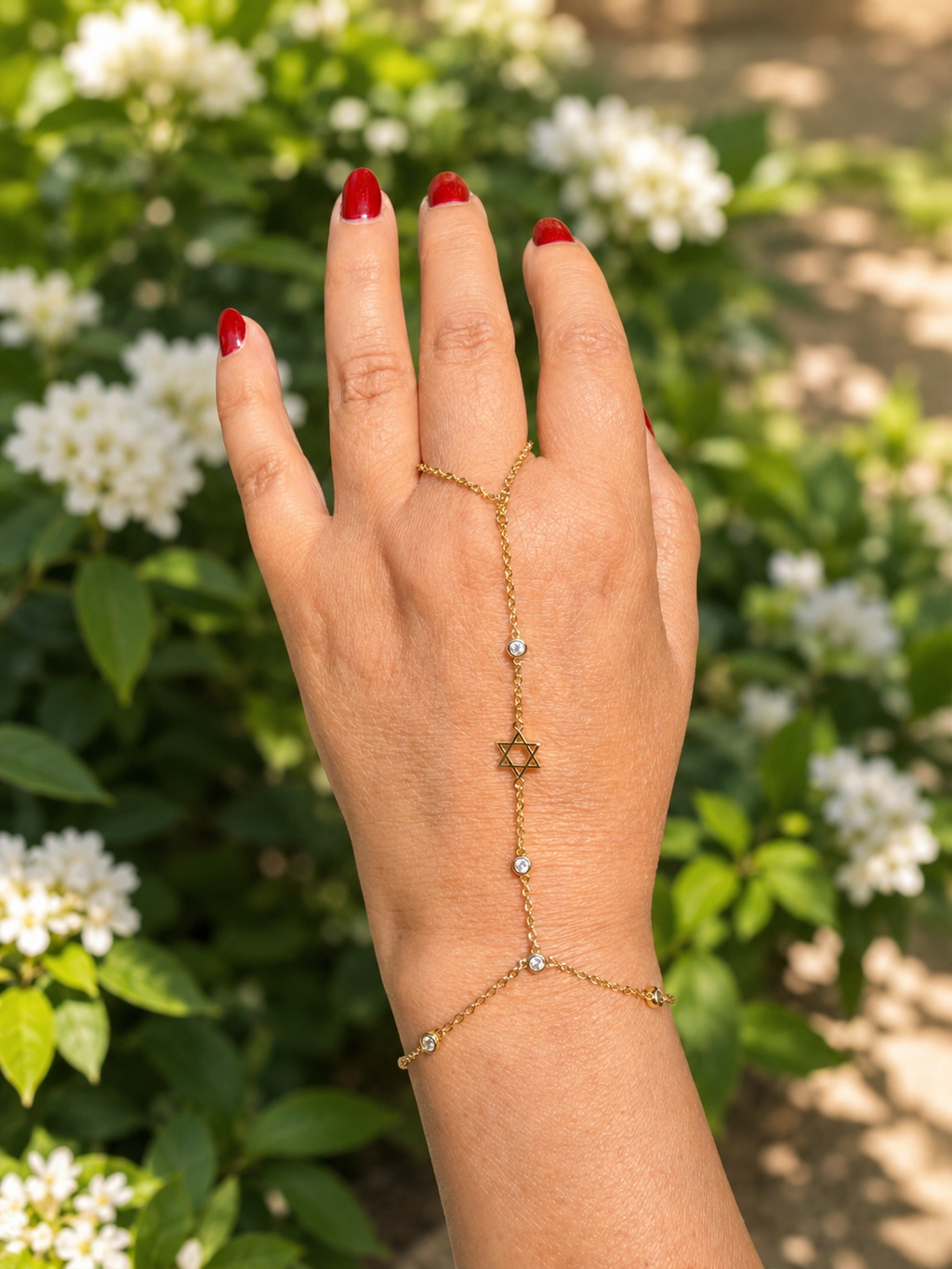 Gold Dipped Star of David Hand Chain